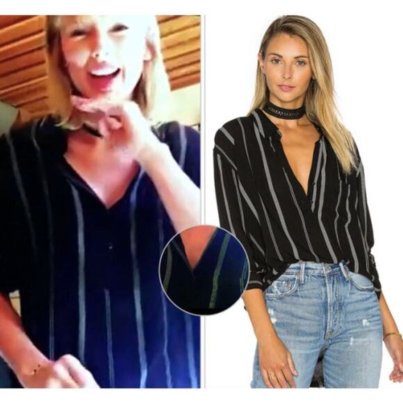 New Rails Long Sleeve Striped Shirt As Seen On Taylor Swift Black - Picture 1 of 7